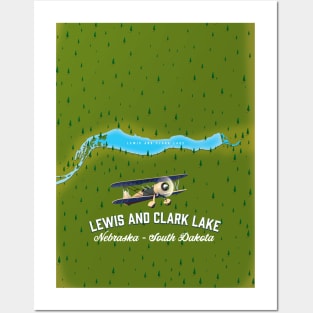 Lewis and Clark Lake map Posters and Art